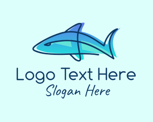 Nautical - Blue Line Shark logo design