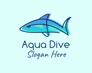 Diving - Blue Line Shark logo design