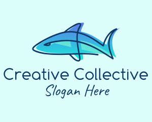 Blue Line Shark logo design