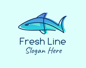 Blue Line Shark logo design