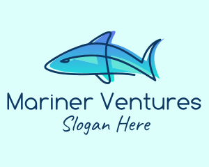 Blue Line Shark logo design