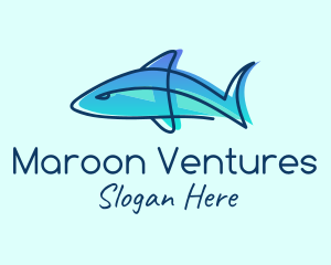 Blue Line Shark logo design