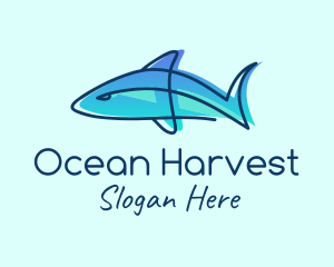 Fisheries - Blue Line Shark logo design