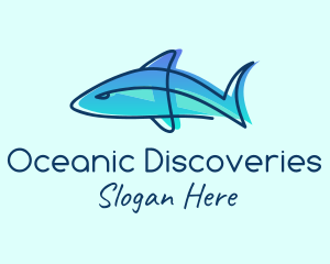 Marine Biologist - Blue Line Shark logo design