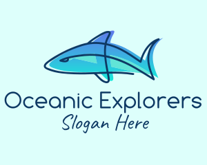 Marine Biology - Blue Line Shark logo design