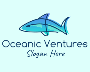 Blue Line Shark logo design