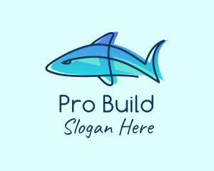 Blue Line Shark logo design