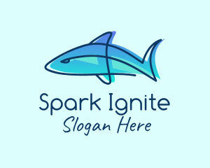 Blue Line Shark logo design