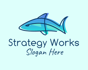 Blue Line Shark logo design