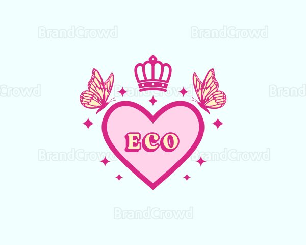 Royal Crown Butterfly Heart Logo