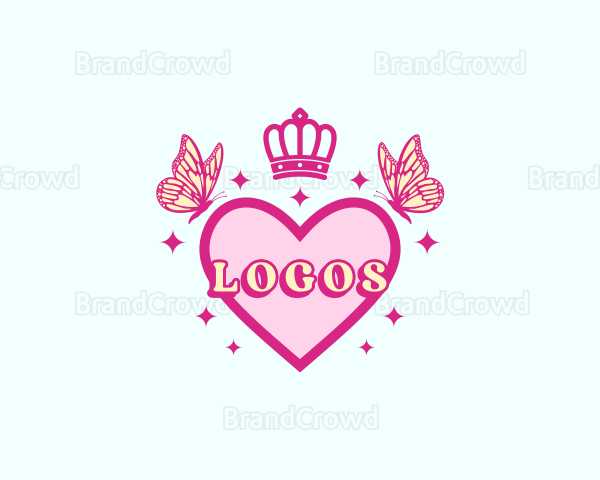 Royal Crown Butterfly Heart Logo
