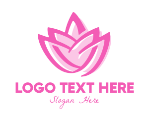 Flower Bud - Pink Lotus Flower logo design