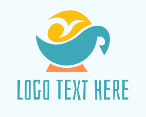 Coffee - Sun Bird Sea Cup logo design