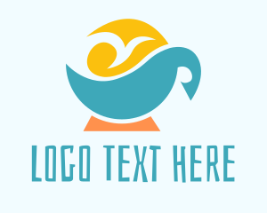 Island - Sun Bird Sea Cup logo design