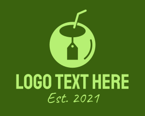 Juice Cafe - Green Coconut Tag logo design