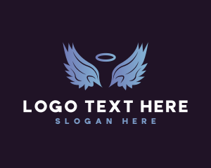 Inspirational - Angel  Wings Halo logo design
