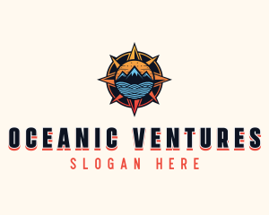 Mountain Sea Compass logo design