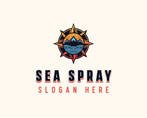 Mountain Sea Compass logo design