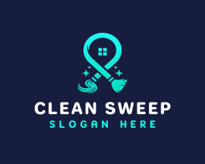 Mop - Broom Mop Cleaner logo design