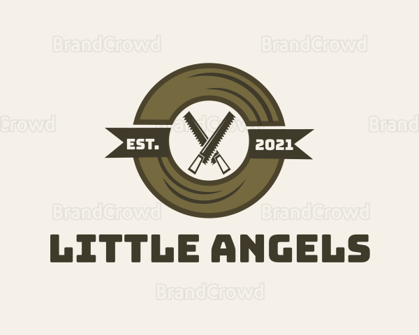 Saw Woodwork Rustic Badge Logo