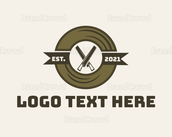 Saw Woodwork Rustic Badge Logo