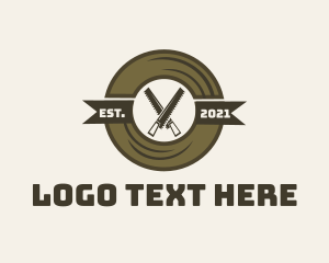 Logging - Saw Woodwork Rustic Badge logo design