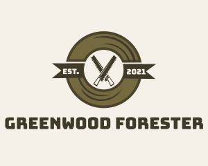 Forester - Saw Woodwork Rustic Badge logo design