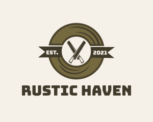 Saw Woodwork Rustic Badge logo design