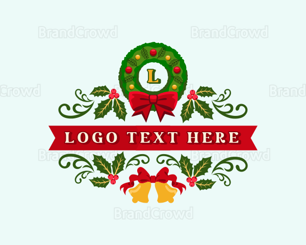 Christmas Holiday Wreath Logo