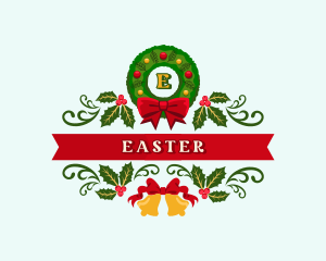 Gingerbread Man - Christmas Holiday Wreath logo design