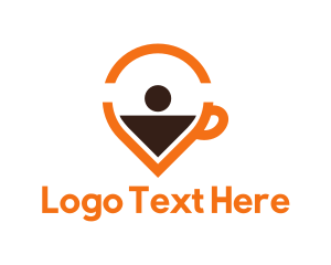 Meeting Point - Coffee Location Pin logo design