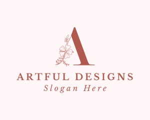 Orchid Flower Letter A logo design