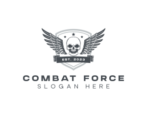 Shield - Skull Wing Army logo design