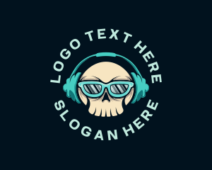 Skeleton - Cool Skull DJ logo design