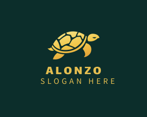 Gold Sea Turtle Animal logo design