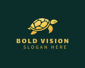 Gold Sea Turtle Animal logo design