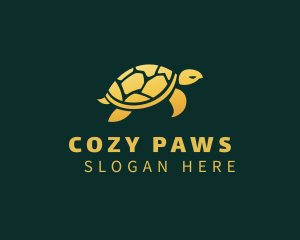 Gold Sea Turtle Animal logo design