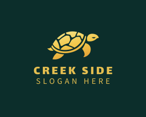 Gold Sea Turtle Animal logo design