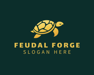 Gold Sea Turtle Animal logo design