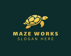 Gold Sea Turtle Animal logo design