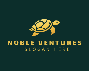 Gold Sea Turtle Animal logo design