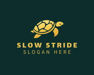 Tortoise - Gold Sea Turtle Animal logo design