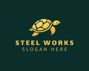 Gold Sea Turtle Animal logo design