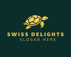 Gold Sea Turtle Animal logo design