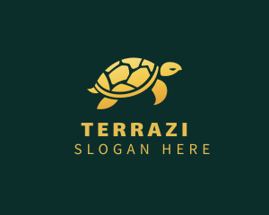 Gold Sea Turtle Animal logo design