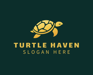 Turtle - Gold Sea Turtle Animal logo design