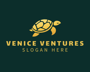 Gold Sea Turtle Animal logo design