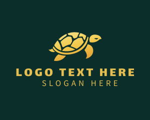 Gold Sea Turtle Animal Logo