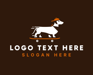 Dog Grooming - Skateboarding Dachshund Dog logo design