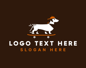 Cute - Skateboarding Dachshund Dog logo design